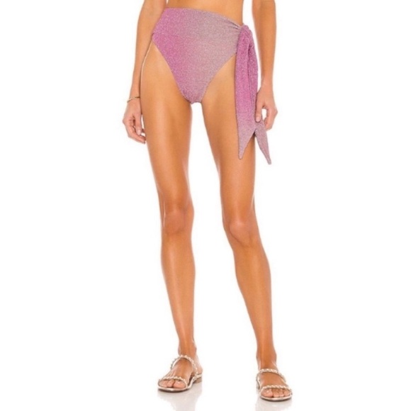 New! Beach Riot Claire sparkle ombré side tie bottoms purple 24994 - Picture 4 of 10